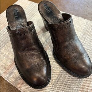 Born Bronze Leather Slip-On Mules